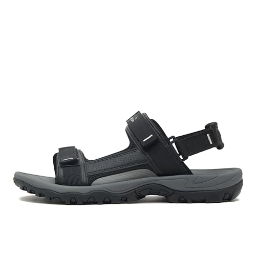 Peter Storm Men's Saunton II Sandals with Adjustable Straps, Grippy Rubber Sole & Nubuck Leather Upper, Summer Footwear (Black, UK Footwear Size System, Adult, Men, Numeric, Medium, 7)