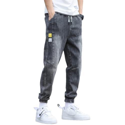 Men Cargo Streetwear Jogger Hip Hop Cotton Trousers Blue Oversized Harem Denim Jeans Gray XL