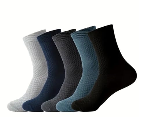Image of Men's Crew Length Cotton Blend Socks, Cushioned, Basket Weave Pattern, Light Grey, Dark Grey, Black, Free Size, Pack of 3