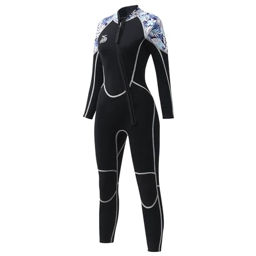 AICARSHI Womens Full Body Wetsuit 3mm - Neoprene Diving Suits Front Zip Dive Skin Lightweight Wet Suit Rash Guard Quick Dry for Diving Snorkeling Surfing Swimming, MWA