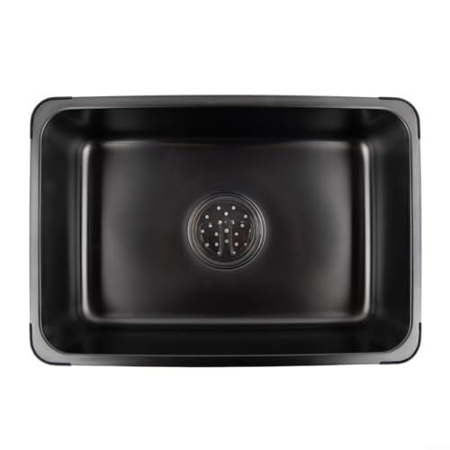 ComfyHarbor Fregadero de acero inoxidable para exteriores para camping, lavabo de cocina de 5,5 L (36,5 x 25 x 10,3 cm), acero inoxidable 201, compatible con mesa IGT y cubo, con tapa de drenaje