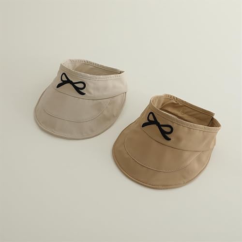 Baseball Cap, Kids Wide Brims Empty Top Hat Quick Drying Hat Adjust Head Size Sun Hats with Embroidery Bowknot Khaki(Purple)3