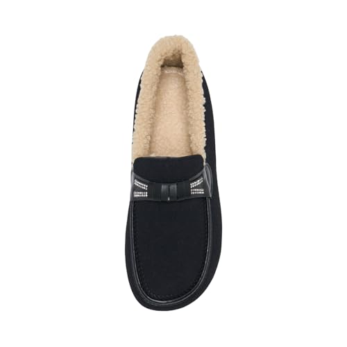 Alexis Leroy Women's Memory Foam Moccasin Slippers Fuzzy Indoor/Outdoor Slip-On Faux Fur Lining Loafers3