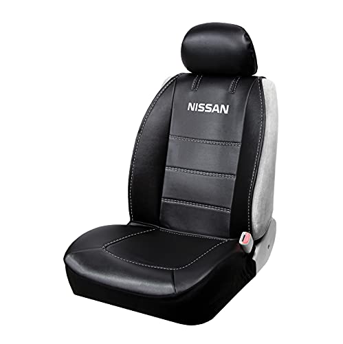 Plasticolor 008629R01 Nissan Deluxe Seat Cover Logo Embroidired Logo High Contrast Stitching Premium 3 Piece Sideless Car Truck or SUV Seatcover with Cargo Pocket