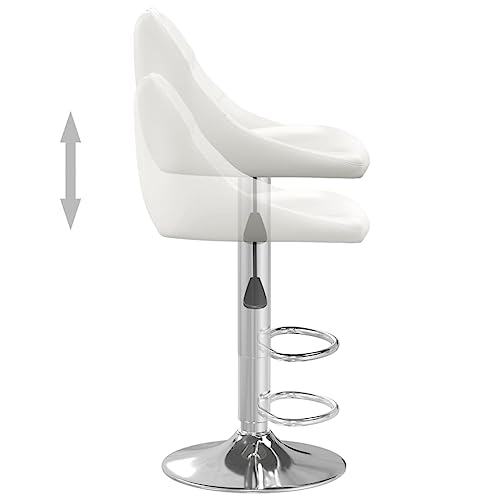 Tabouret de bar pivotant et réglable en hauteur avec dossier blanc