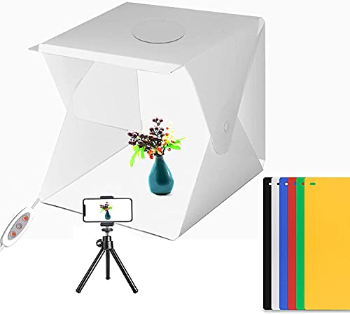 Photo Studio Table Light Box, 16 X16 inch for Food Photography Kit, Adjustable Brightness Studio Box with Led Light/ 6 Color Backdrops and Mini Tripod