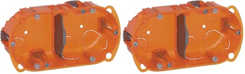 Legrand - Boîte à encastrer Batibox multimatériaux - 2 postes profondeur 40mm (Lot de 2) Orange