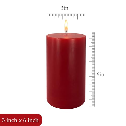 MONTGOMERY INDUSTRIES Burgundy Pillar Candles 3 x 4 (2 Pack)