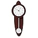 Quickway Imports Modern Grandfather Brown Oval Pendulum Wood-Looking Plastic Wall Clock for Living Room, Kitchen, or Dining Room
