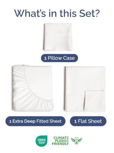 Image of Extra Deep Pocket Twin Sheet Set - Breathable & Cooling - Antique White