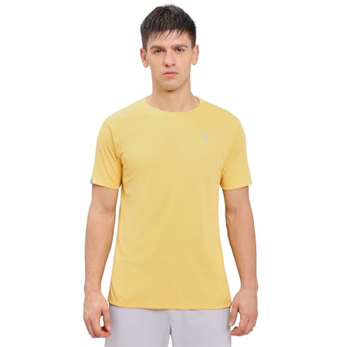 Image of TECHNOSPORT Men's Slim Fit Polyester Activewear Sports T-Shirt with Moisture-Wicking Comfort for Workout, Running & Gym