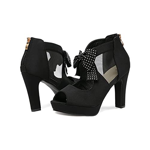 Image of GATUXUS Open Toe Women Platform High Heel Shoes Bows Strappy Sandals