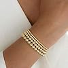 Badu Gold Bead Bracelet for Women 14K Gold Plated Bead Ball Bracelet Stretchable Elastic Hypoallergenic Bohemian Stackable Bracelet