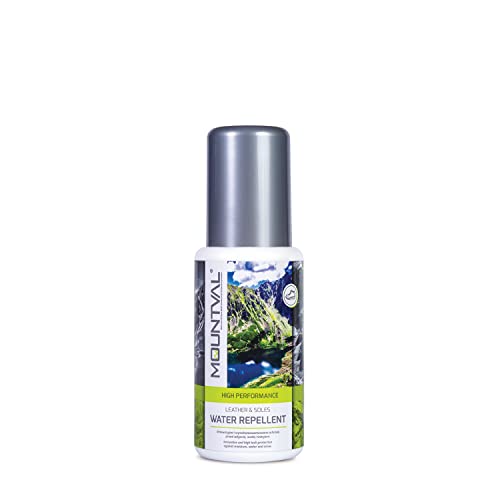 Mountval Repelente al Agua para Suelas y cueros, impermeabilizante de Alto Rendimiento para Zapatos de Trekking de Cuero de Grano Suave, con aplicador de Esponja