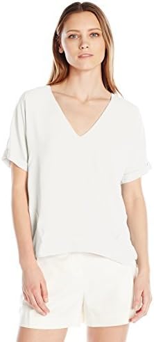 Cooper & Ella Women's Holly Deep V Tee, White, S