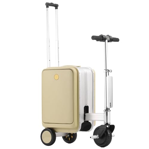 Image of Electric Rideable Smart Suitcase 20L Carry-On, Smart Riding Scooter Luggage for Adults, with Removable Battery, 110KG Load Capacity Yellow