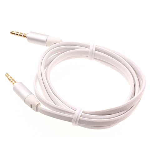 Cable de audio auxiliar de 3.5mm de 6 pies blanco miniatura 1