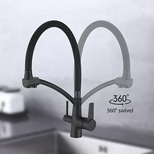 Robinet d'eau potable intégré sur mitigeur cuisine extractible noir - 5