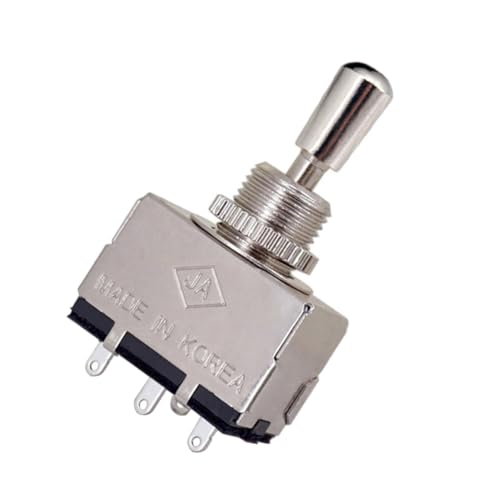 JD.Moon Metal Electric Guitar 3 Way Box Toggle Switch for Les Paul with Brass Tip (Chrome)