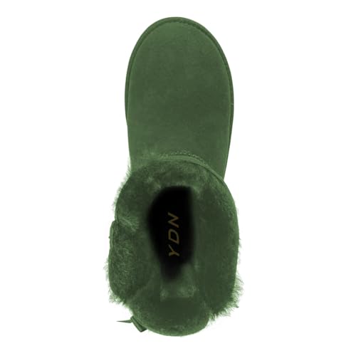YDN Women Winter Warm Fur Lined Snow Boots Round Toe Flats Ankle High Booties Slip On Low Heels Shoes Size 4-15 US4