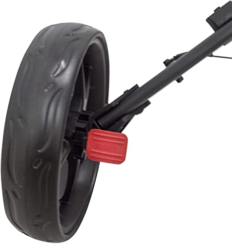 Newfly Golftrolley mit 3 Rädern, Ultraleicht, zusammenklappbar, mit Fußbremse, einfach zu öffnen und zu schließen, Golfwagen, mit Schirmhalter und Aufbewahrungstasche, Rot (Black)