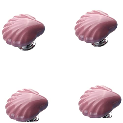 iplusmile 4 Piezas Perillas de la puerta de cerámica manija del tocador tiradores de cajón en forma de concha elegante accesorios cocinita puxadores para moveis manejar Pomos de cajón rosa