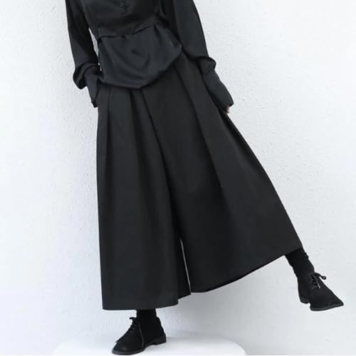 Men's 2024 Gothic Dark Style Loose Cropped Hakama Pants Wide Leg Pants Sense Samurai Pants4