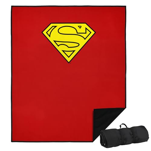 Superman Picnic Outdoor Blanket 50"x60" Cape Logo Foldable, Park, Tailgate