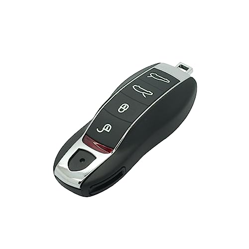 BROVACS Coque de rechange + clé vierge vierge non découpée compatible avec Porsche Macan Boxster Cayenne 4 boutons Télécommande intelligente sans clé...
