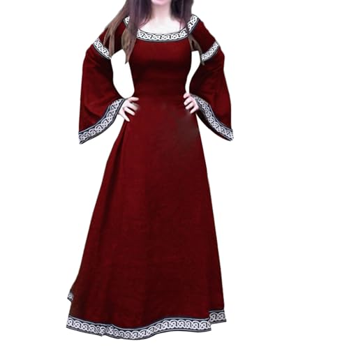 AMDOLE Vestidos de verano para mujer, vestido largo de manga larga para cosplay, rosso, XXL