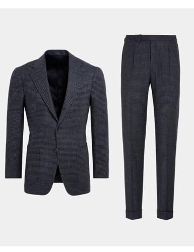 Mens Houndstooth Suit 2 Piece Blazer Pants Set Slim Fit Grid Spring Autumn Wedding Business4