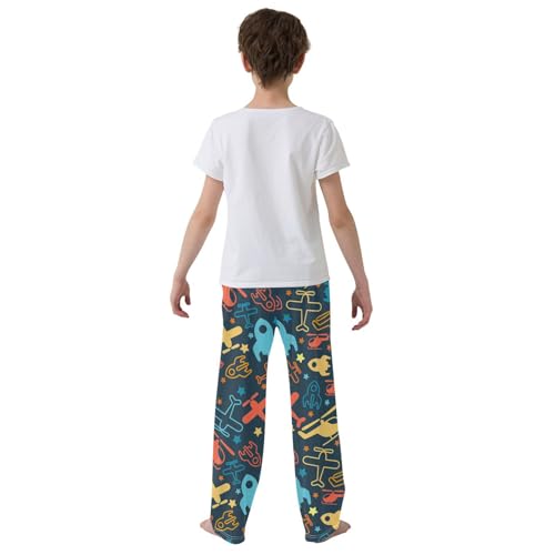 ZZXXB Helicopter and Star Boys Long Pants Soft Trousers Elastic Waist Kids Lounge Bottoms with Pockets S-XL3