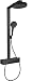 Produktbild hansgrohe Rainfinity - wassersparendes Duschsystem (EcoSmart) mit Thermostat, Brausekopf 250mm, Regendusche mit Duschkopf (3 Strahlarten), Schlauch, Brausestange und runder Kopfbrause , Mattschwarz
