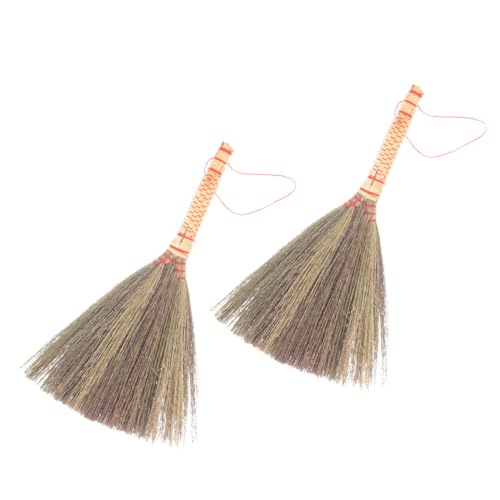 SOLUSTRE 2pcs Handmade Handle Broom for Home Cleaning Ergonomic Desktop Dust Brush for Cars Furniture and Blinds Lightweight and Portable Cleaning Tool