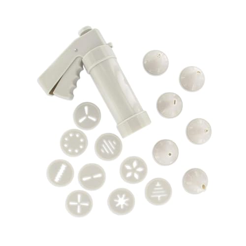 Zenker 42807 Presse à Biscuit Professionnelle avec 6 Embouts et 10 disques, Presse Biscuits, Moule gâteau, Plastique, 21 x 18,5 x 6,5 cm, Blanc