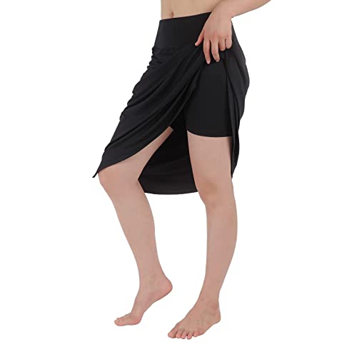 Womens Skorts Modest Knee Length Skirts Athletic Midi Active Running Skirtblack Large #TOP2