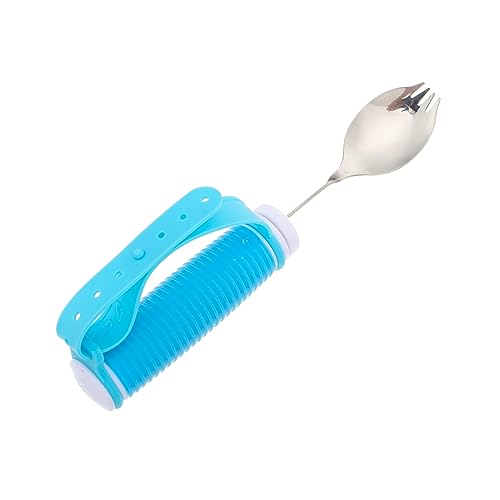minkissy 1個 スプーン お年寄り 適応器具 病患者のための銀製品 適応食用食器 曲がる大さじ フォーク銀器 無効になっている食器 実用的なカトラリー ステンレス鋼 Blue