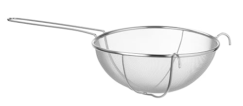 HENDI Colino Rinforzato, per Farina e Salse, Setaccio da Cucina a Maglia Fine con Manico e Supporti Laterali, 560x260x(H)145mm, Acciaio Inossidabile
