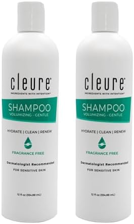 Cleure Fragrance Free Shampoo, Hypoallergenic Shampoo for Scalp (12oz, 2pk)