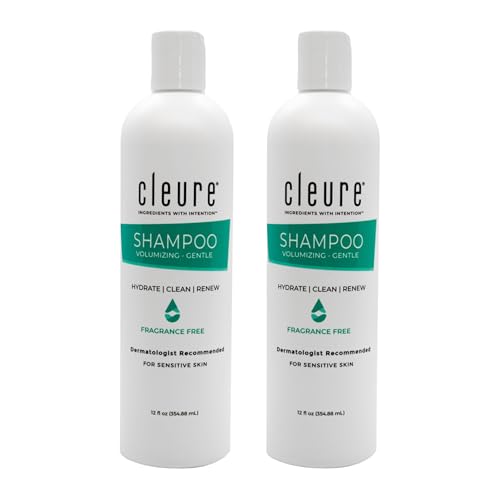 Cleure Hypoallergenic Volumizing Shampoo for Sensitive Skin - Fragrance Free, SLS Free & Paraben Free (12 oz, Pack of 2)