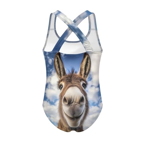 Image of WELLFLYHOM Girls' One Piece Swimsuit for Age 5-14 Cross Back Full Coverage Swimwear Sleeveless Bathing Suits