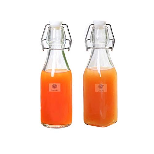 250ML Glass Bottle,Classic Swing Top Glass Bottles with Lids,Clear Glass Beer Bottles for Beverages, Oil, Vinegar, Beer, Water, Soda, Kefir and Second Fermentation (250ML Mix Pattern-2)