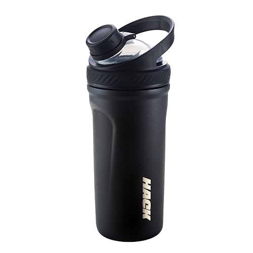 Image of Hack Athletics Premium Stainless Steel Insulated Shaker Bottles for Gym, Protein Shaker, Pre Workout Bottle, Water Bottle for Men and Women, BPA Free Material 100% Leakproof | 709ML (Black)
