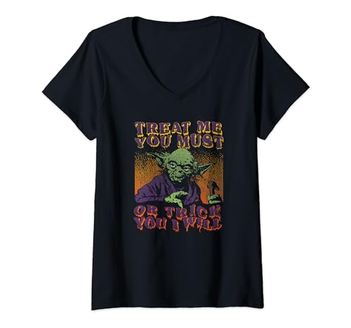T-shirt Yoda Star Wars col en V pour femme haut Halloween de style geek