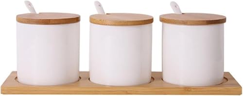 調味料入れ おしゃれ 陶器 塩 コショウ 砂糖入れ 調味料ケース スパイスボトル 薬味入れ 塩胡椒入れ 調味料ストッカー 木台・匙付き家庭用陶器調味料瓶 調味料箱 油瓶 酢壺 醤油壺 保存調味料瓶 マルチコンビネーションセット 和風 防塵防湿気 取り外し可