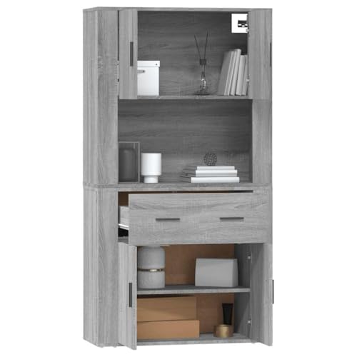 Cómoda para salón y pasillo en gris Sonoma con amplio espacio de almacenaje moderno 8