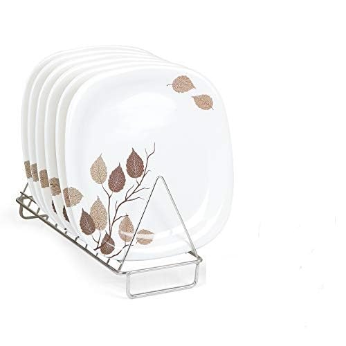 Image of Golden Fish Melamine Leaves Printed Square 6 Full Dinner Plates, 6 Half Plates & 12 Veg. Bowl Set|| Mini Dinning Set 24
