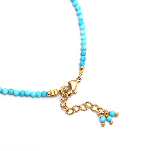 Gempires Turquoise Beaded Bracelet December Birthstone Gemstone Jewelry Hypoallergenic 8 Inch Gold Plated Dainty Minimalist Bracelets4