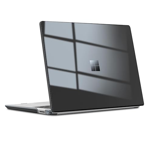 Slim Case for 13.5' Microsoft Surface Laptop 3/4/5 2022 2021 2019 Release with Metal Keyboard (Model: 1951/1868), PC Hard Shell Cover with Shockproof Protective Snap,Crystal Black