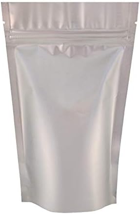 RIGHTPAK Stand Up Pouch Silver Matt 100 Pieces 8cm x 13cm Resealable Ziplock with Tear Notch for Food Storage, Heat Sealable